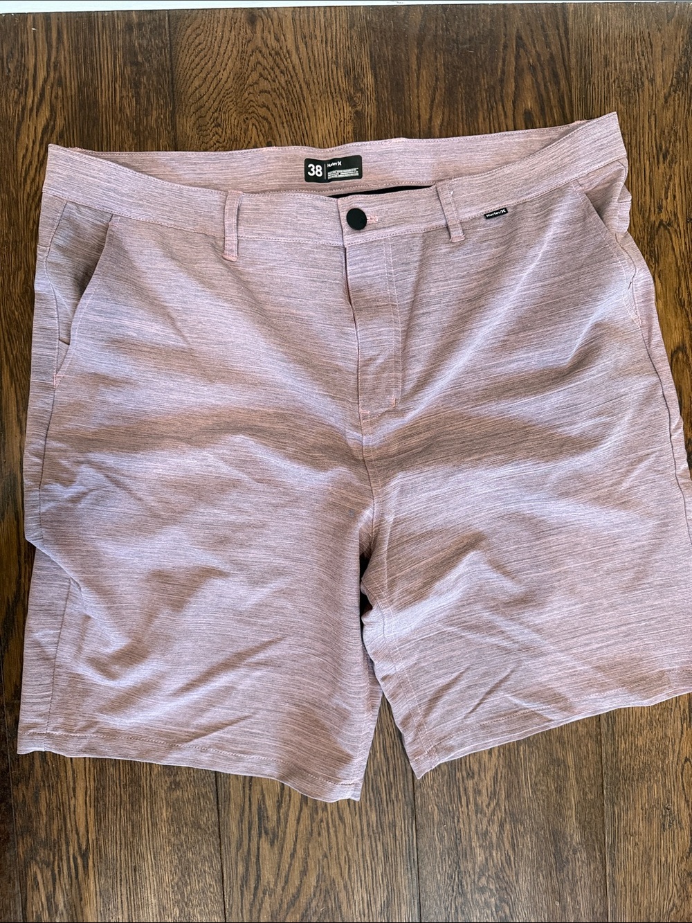 Hurley Men's Heathered Light Pink Flat-Front Shorts